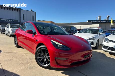 Red 2023 Tesla Model 3 Sedan Long Range
