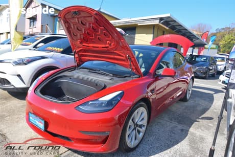 Red 2021 Tesla Model 3 Sedan LONG RANGE