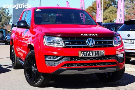 Red 2019 Volkswagen Amarok Dual Cab Utility Tdi550 Highline Black 4Motion
