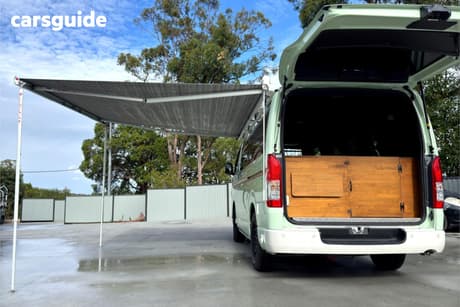 Green 2021 Toyota HiAce Commercial SUPER GL DARK PRIME2 CAMPERVAN W/ AWNING TENT