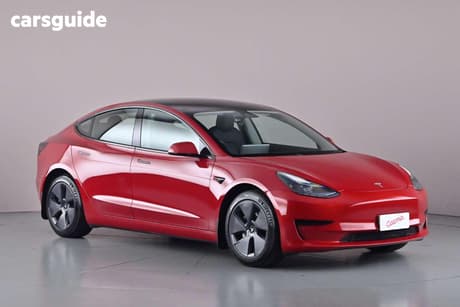 Red 2022 Tesla Model 3 Sedan Rear-Wheel Drive