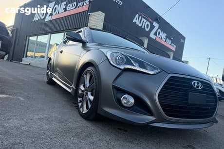 Grey 2015 Hyundai Veloster Coupe Sr Turbo Blue Interior