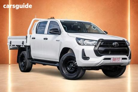 White 2021 Toyota Hilux Double Cab Chassis Workmate (4X4)
