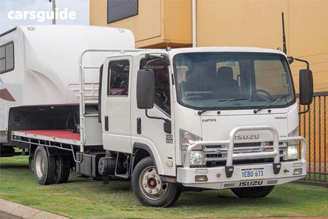White 2012 Isuzu NPR Cab Chassis 300 Crew