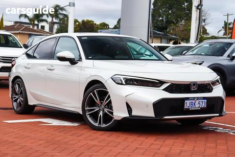 White 2024 Honda Civic Hatchback E:Hev Lx