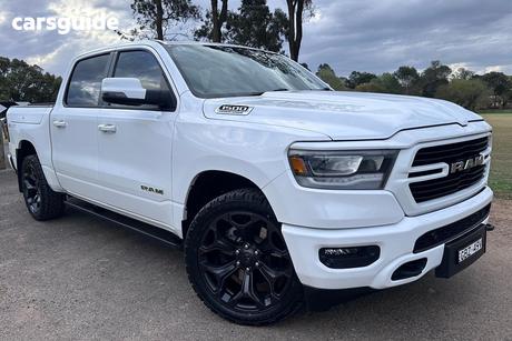 White 2023 RAM 1500 Crew Cab Utility Laramie Sport Rambox Mhev