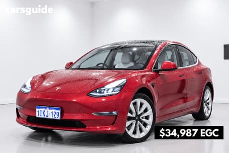 Red 2021 Tesla Model 3 Sedan Long Range Awd