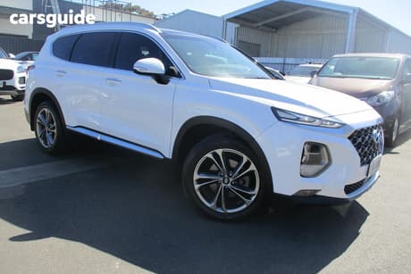 White 2019 Hyundai Santa FE Wagon Highlander Crdi Satin Awd