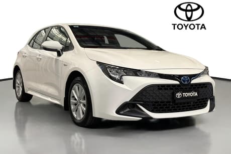 White 2025 Toyota Corolla Hatchback Ascent Sport Hybrid
