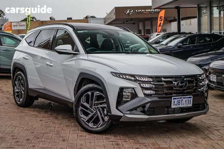 White 2026 Hyundai Tucson Wagon Premium Hybrid (Awd)