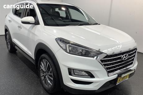 White 2020 Hyundai Tucson Wagon Elite (Awd) Beige Int