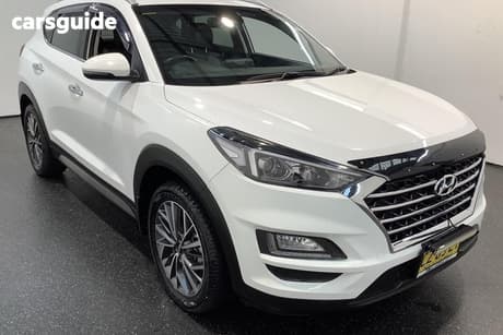 White 2020 Hyundai Tucson Wagon Elite (Awd) Beige Int