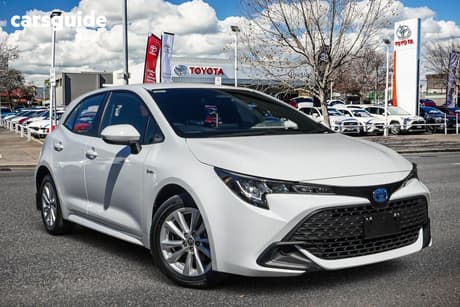 White 2025 Toyota Corolla Hatchback Ascent Sport Hybrid