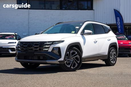 White 2026 Hyundai Tucson Wagon Premium Hybrid (Awd)