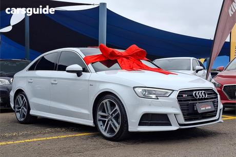 White 2019 Audi A3 Sedan 35 Tfsi S Line Plus