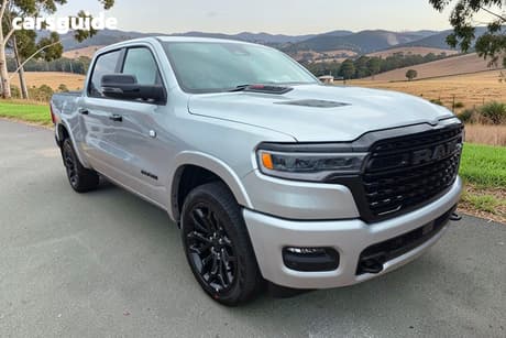 Silver 2025 RAM 1500 Crew Cab Utility Limited Rambox Ho Hurricane