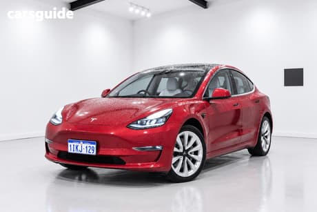 Red 2021 Tesla Model 3 Sedan Long Range Awd