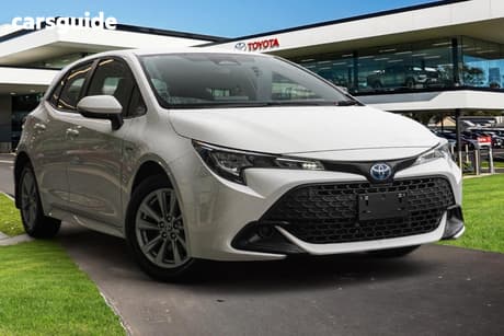 White 2025 Toyota Corolla Hatchback Ascent Sport Hybrid