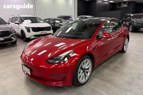 Red 2021 Tesla Model 3 Sedan Long Range Awd