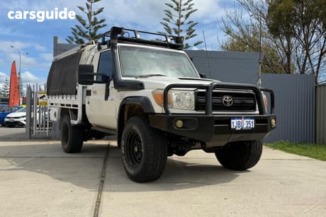 White 2008 Toyota Landcruiser Cab Chassis Workmate (4X4)