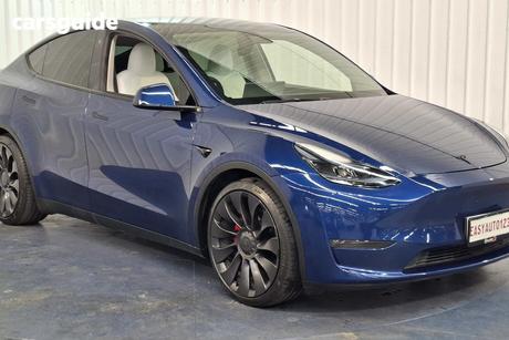 Blue 2023 Tesla Model Y Wagon Performance