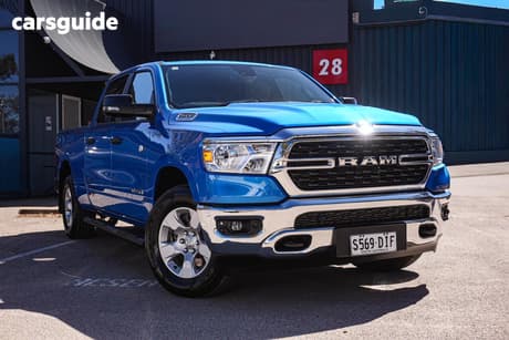 Blue 2024 RAM 1500 Crew Cab Utility Big Horn (6-4 Tub) Mhev (4X4)