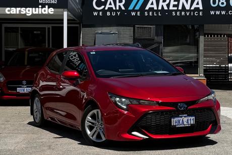 Red 2021 Toyota Corolla Hatchback Ascent Sport Hybrid