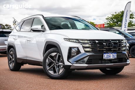 White 2026 Hyundai Tucson Wagon Elite Hybrid (Awd)