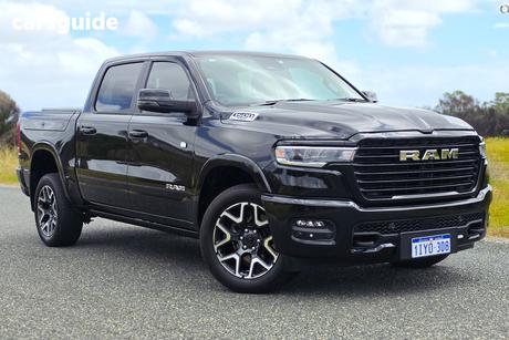 Black 2025 RAM 1500 Crew Cab Utility Laramie Sport So Hurricane