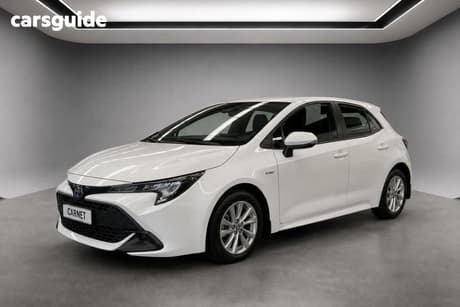 White 2024 Toyota Corolla Hatchback Ascent Sport + Conv Pk Hybrid