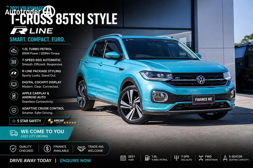 Blue 2021 Volkswagen T-Cross Wagon 85Tsi Style