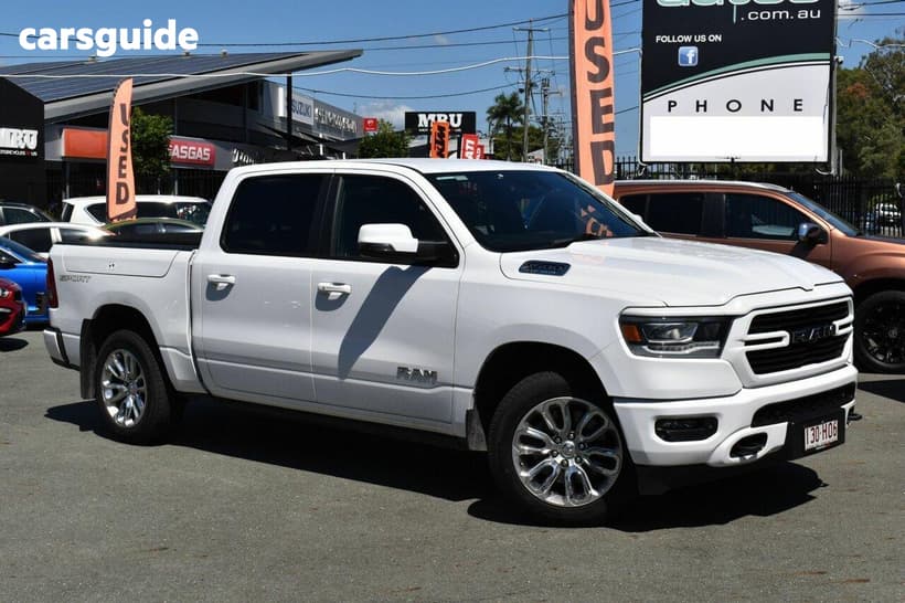 White 2023 RAM 1500 Ute Tray LARAMIE SPORT RAMBOX MHEV