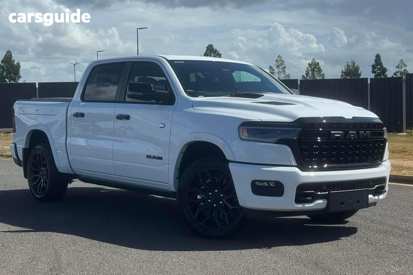 White 2025 RAM 1500 Crew Cab Utility Limited Rambox Ho Hurricane