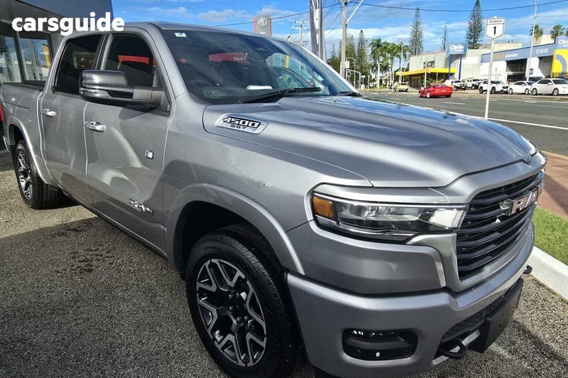 Silver 2024 RAM 1500 Crew Cab Utility Laramie Sport Rambox So H/Cane