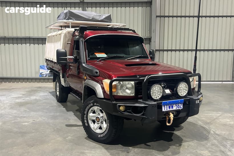 Red 2010 Toyota Landcruiser Cab Chassis Gx (4X4)