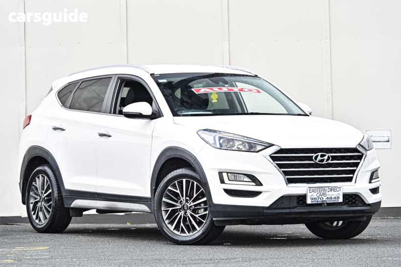White 2020 Hyundai Tucson Wagon Elite (Awd) Beige Int
