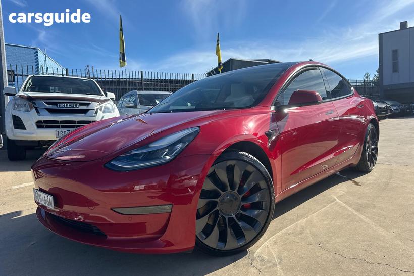 Red 2022 Tesla Model 3 Sedan Performance