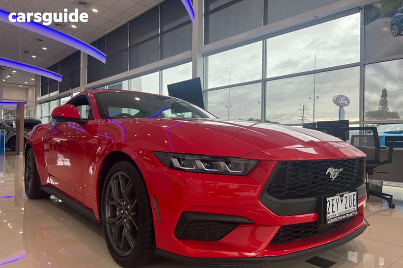 Red 2025 Ford Mustang Fastback Ecoboost