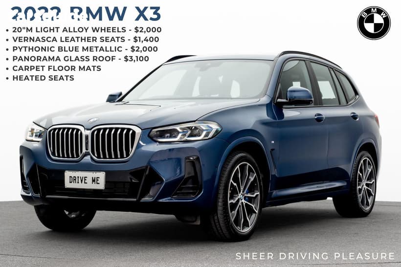 Blue 2022 BMW X3 Wagon Xdrive30I M Sport