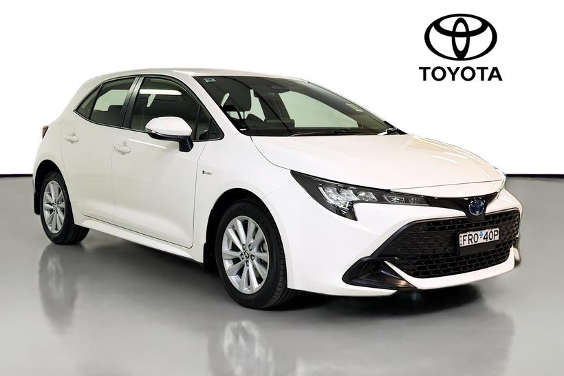 White 2025 Toyota Corolla Hatchback Ascent Sport Hybrid