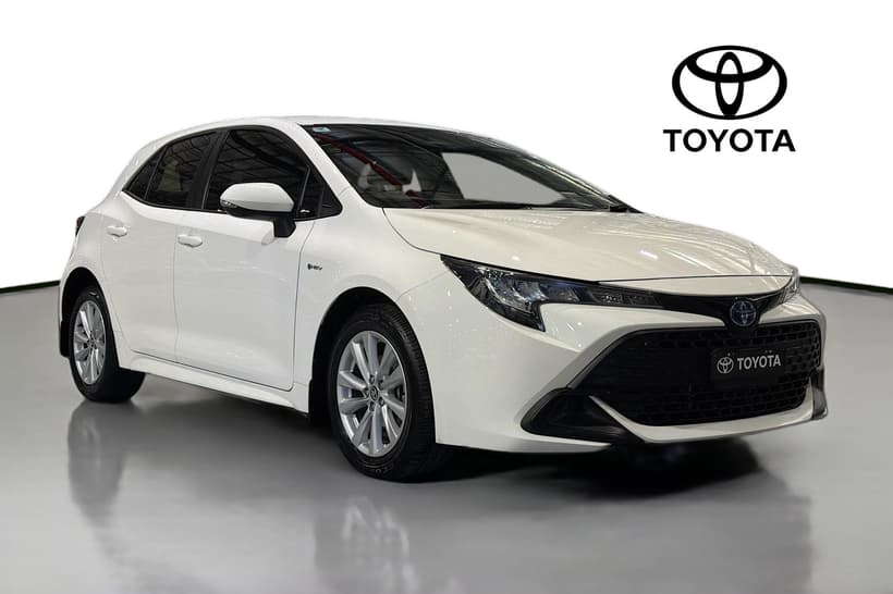 White 2025 Toyota Corolla Hatchback Ascent Sport Hybrid