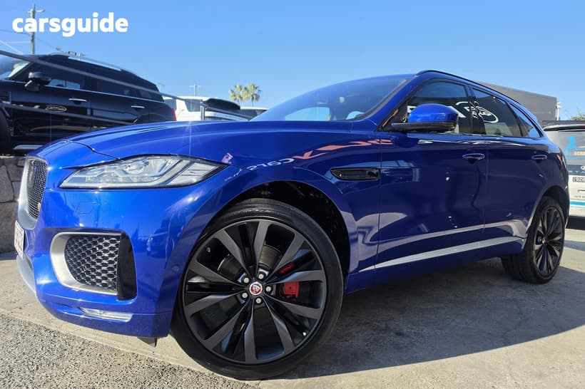 Blue 2016 Jaguar F-Pace Wagon 30D First Edition