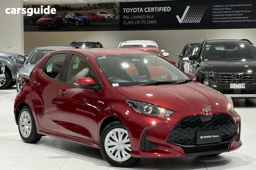 Red 2025 Toyota Yaris Hatchback Ascent Sport Hybrid