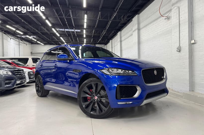 Blue 2016 Jaguar F-Pace Wagon 30D First Edition