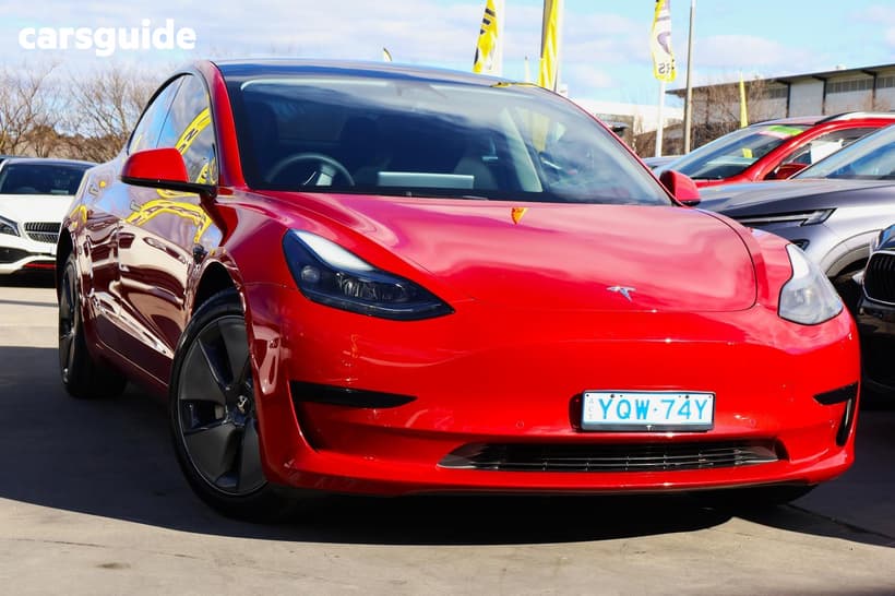 Red 2023 Tesla Model 3 Sedan Rear-Wheel Drive