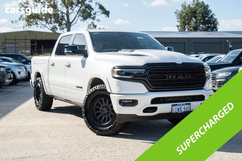 White 2022 RAM 1500 Crew Cab Utility Limited Rambox (Hybrid)