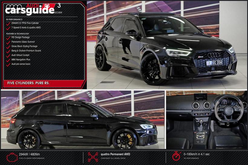 Black 2020 Audi RS3 Sportback 2.5 Tfsi Quattro