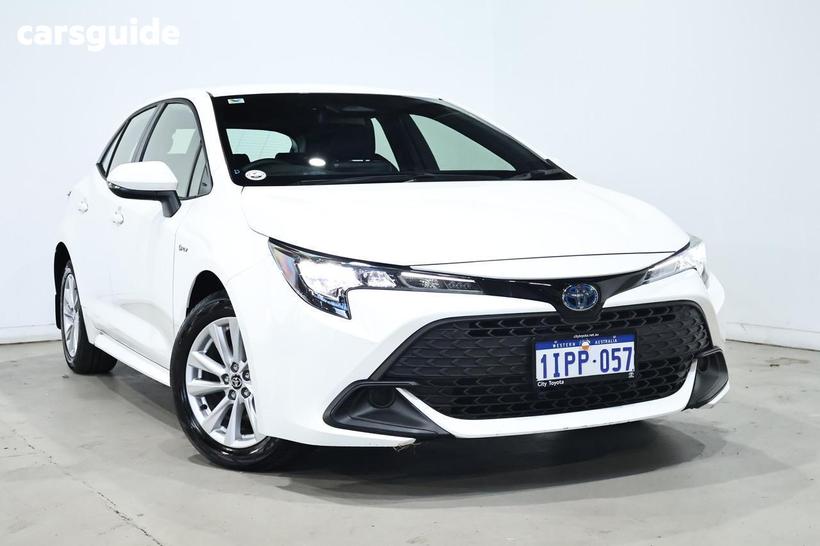 White 2025 Toyota Corolla Hatchback Ascent Sport Hybrid