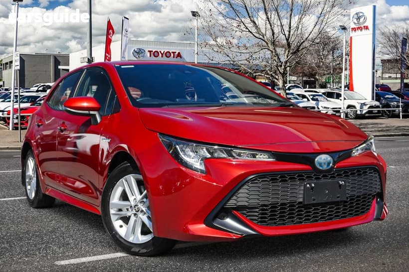 Red 2020 Toyota Corolla Hatchback Ascent Sport Hybrid