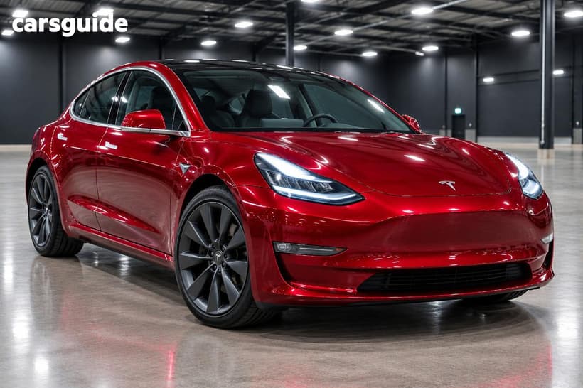 Red 2022 Tesla Model 3 Sedan Rear-Wheel Drive